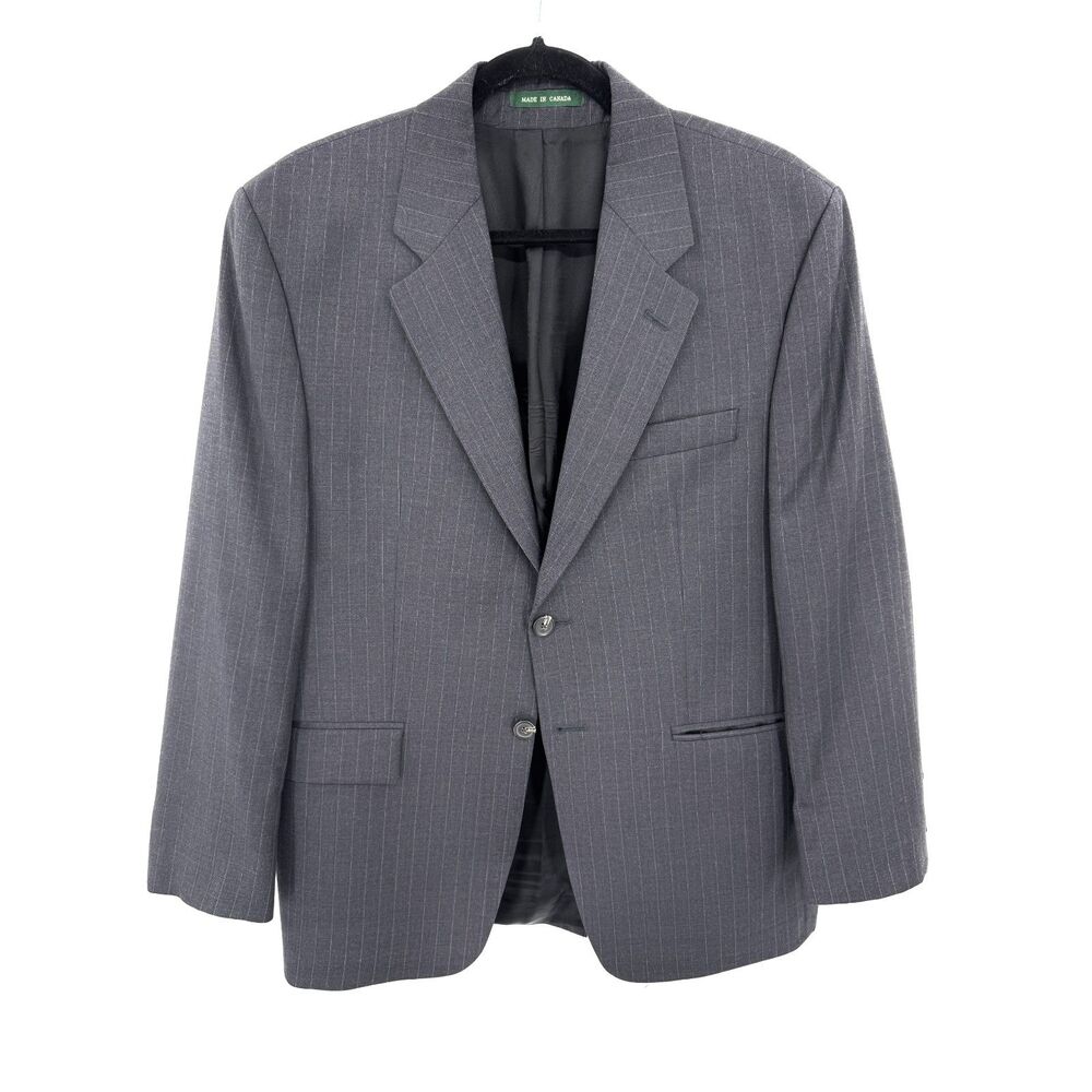 LAUREN RALPH LAUREN Gray Pinstripe 2 Button Blazer Jacket Size 38S